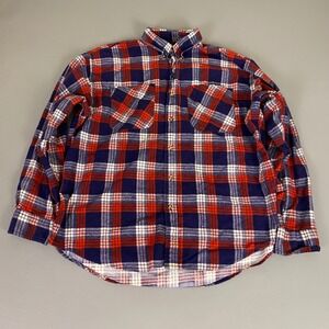 Colors Unlimited Flannel Shirt Men's XXL Blue Red Plaid Long Sleeve Button Up